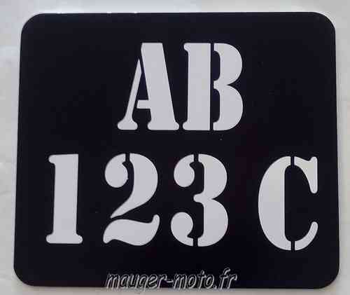 Plaque immatriculation alu noir vintage