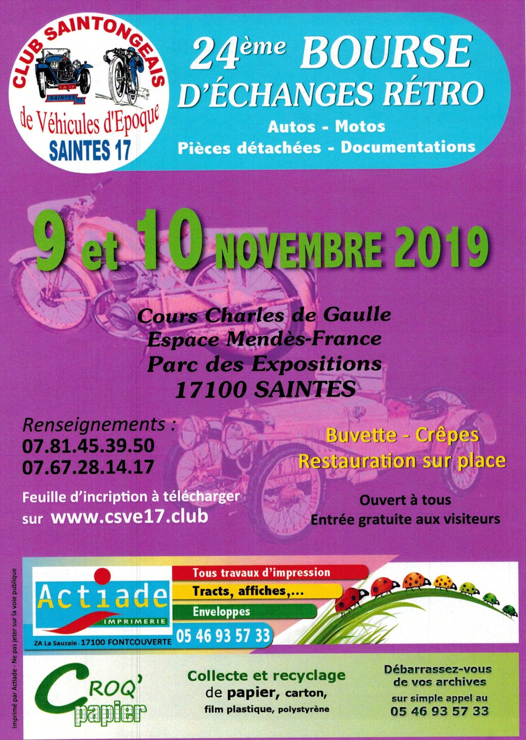 9 et 10 novembre 2019 bourse d'échange à Saintes (17) 2019_sainte